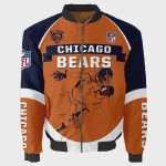 Chicago Bears Players Running Pattern Bomber Jacket – Orange