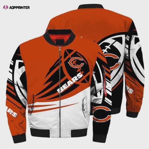 Chicago Bears With Skull Pattern Bomber Jacket – Orange And Navy Blue