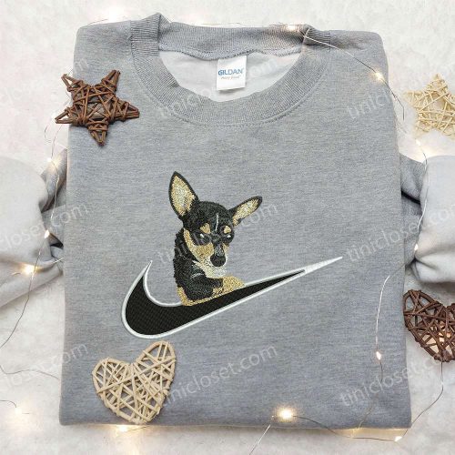 Chihuahua x Nike Swoosh Embroidered Shirt: Animal & Custom Nike Embroidery