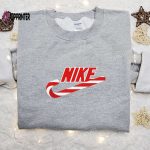 Christmas Candy x Nike Embroidered Sweatshirt: Unique Nike Inspired Shirt Perfect Christmas Gift Ideas