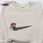 Custom Christmas Hat x Swoosh Embroidered Shirt & Hoodie by Nike: Festive Nike Embroidered T-shirt