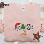 Nike Embroidered Christmas Sweatshirt & Shirt: Festive Tree Reindeer Design – Best Gift Ideas