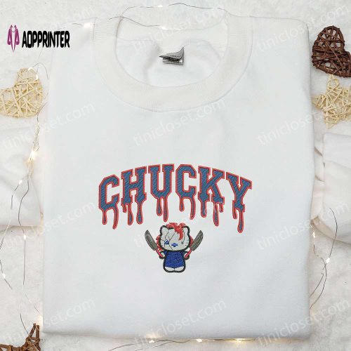 Chucky x Stitch Embroidered Sweatshirt: Disney Halloween Hoodie – Best Family Halloween Gift