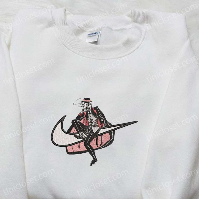 Chuuya Nakahara x Nike Swoosh Anime Embroidered Sweatshirt & Bungo Stray Dogs Shirt: Unique Nike Inspired Embroidery