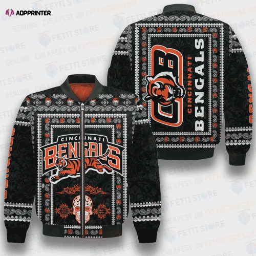 Cincinnati Bengals Camo Pattern Bomber Jacket – Black And Gray