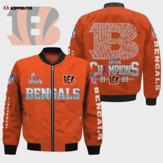 Cincinnati Bengals Logo Pattern Bomber Jacket – Orange