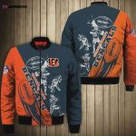 Cincinnati Bengals Players Pattern Bomber Jacket – Orange And Blue