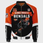 Cincinnati Bengals Team Logo Pattern Bomber Jacket – Orange And Black