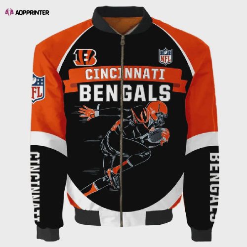 Cincinnati Bengals Players Pattern Bomber Jacket – Yellow And Blue