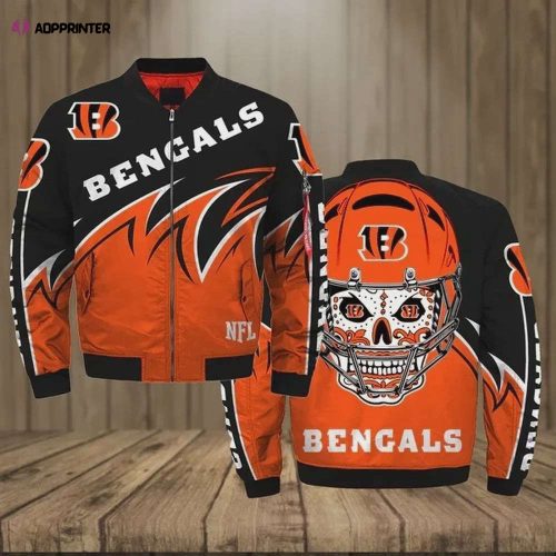 Cincinnati Bengals Players Pattern Bomber Jacket – Orange And Blue