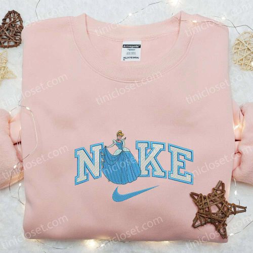 Cinderella x Nike Cartoon Embroidered Shirt: Disney Inspired Nike Branded Tee