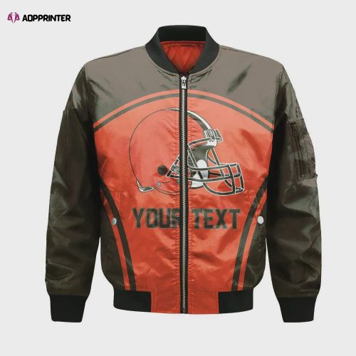 Cleveland Browns Team Logo Pattern Bomber Jacket – Brown And Orange