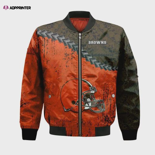 Cleveland Browns Pattern Bomber Jacket – Orange And White