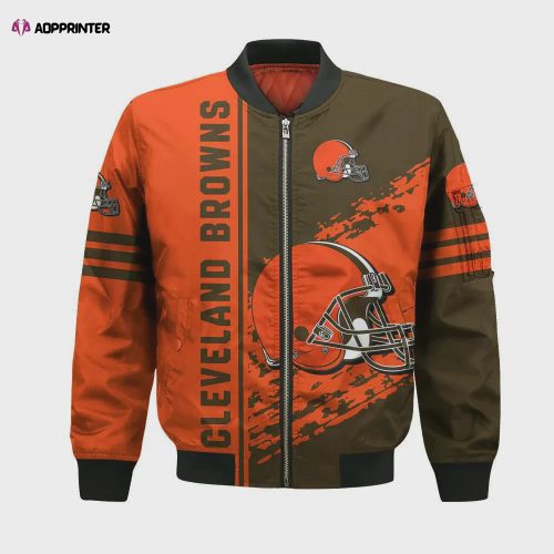 Cleveland Browns Heart ECG Line Pattern Bomber Jacket – Orange Brown