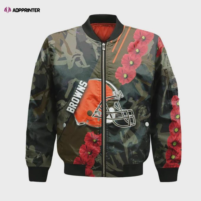 Cleveland Browns Bomber Jacket 3D Printed Sport Style Keep Go on