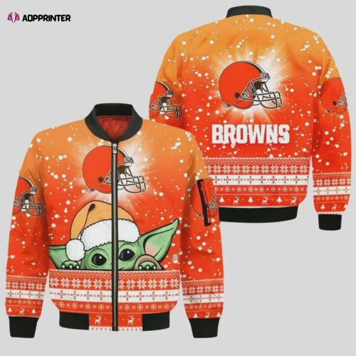 Cleveland Browns Logo 3D Pattern Bomber Jacket – Brown And Red