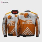 Cleveland Browns Logo Pattern Bomber Jacket – Orange And White