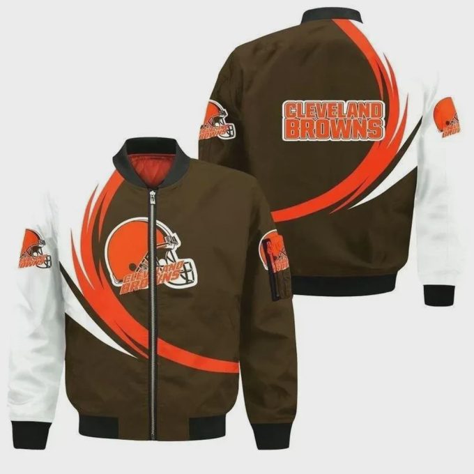 Cleveland Browns Pattern Bomber Jacket – Brown