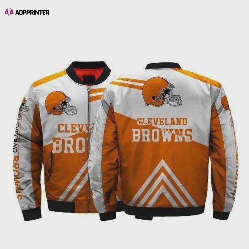 Cleveland Browns Bomber Jacket 3D Printed Grunge Polynesian Tattoo