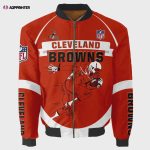 Cleveland Browns Players Running Pattern Bomber Jacket – Red