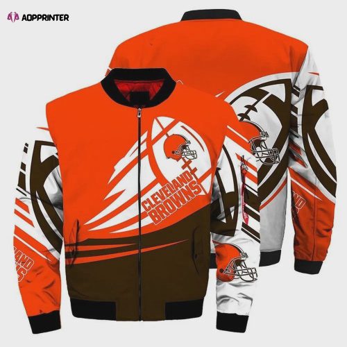 Cleveland Browns Players Running Pattern Bomber Jacket – Red