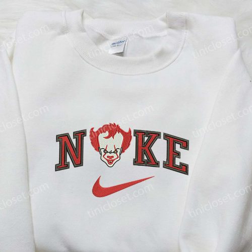 Halloween Clown x Nike Embroidered Shirt Customized Unique & Spooky Nike Shirt