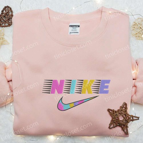 Colorful Nike Embroidered Shirt: Inspired Design Perfect Family Gift