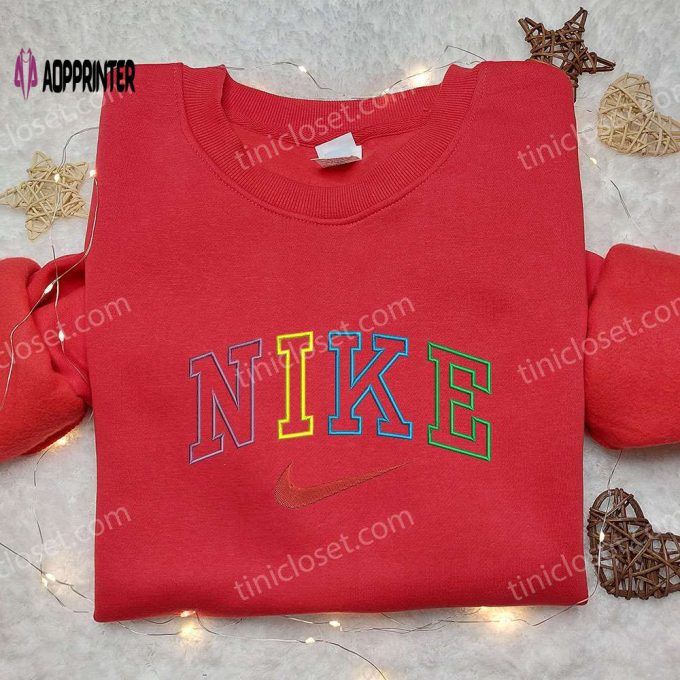 Colorful Nike Embroidered Sweatshirt: Vibrant Design Perfect Gift for Family