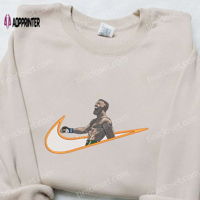 Conor McGregor x Nike Swoosh Celebrity Hoodie & Shirt: Best Gifts for Him Nike Inspired Embroidery