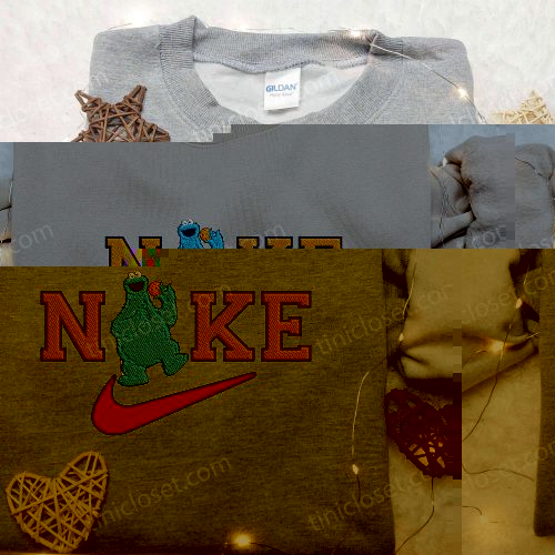 Cookie Monster Cake x Orange Nike Embroidered Shirt: Sesame Street & Custom Nike Apparel