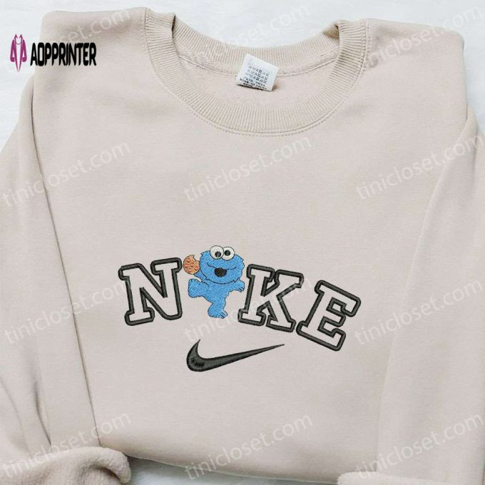 Cookie Monster x Nike Embroidered Hoodie & Shirt: Perfect Family Gifts with Cartoon Swoosh Nike Inspired