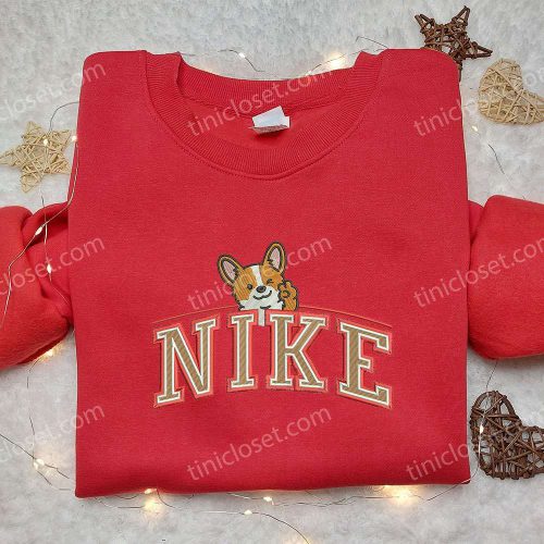 Corgi Dog x Nike Embroidered Shirt – Unique Animal & Custom Nike Clothing