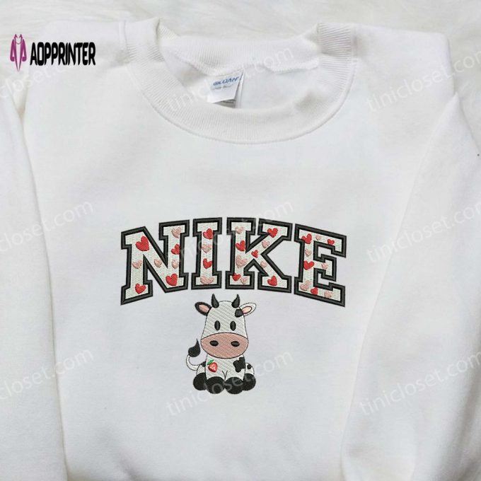 Cow Love Hearts x Nike Embroidered Shirt: Valentine s Custom Design