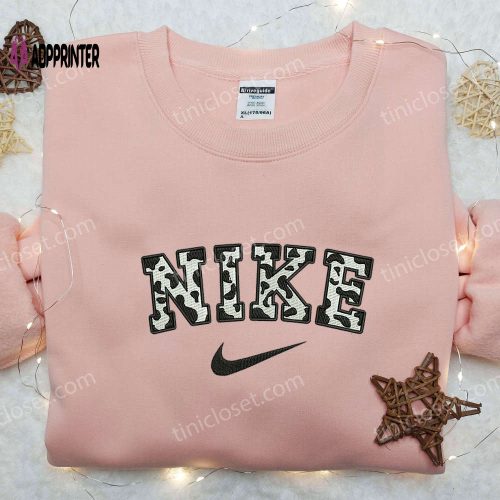 Stylish Cow Pattern x Nike Embroidered Shirt – Animal & Custom Nike Shirt