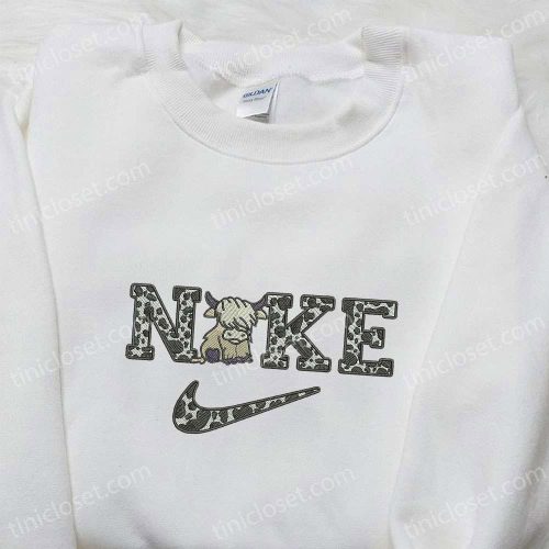 Cow x Nike Embroidered Tshirt Animal Sweatshirt & Hoodie: Trendy Nike-Inspired Apparel