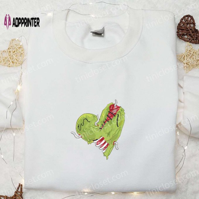 Creepy Zombie Heart Embroidered Shirt – Horror Halloween Design