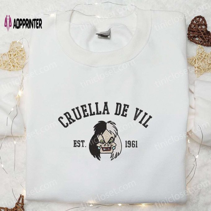 Cruella de Vil Est 1961 Halloween Embroidered Shirt – Disney Halloween Apparel