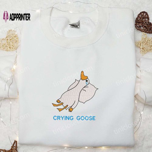 Goofy Goose Embroidered Shirt: Animal & Funny Design