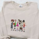 Cute Culture Friends Cartoon Shirt: Embroidered Design for Trendy Style