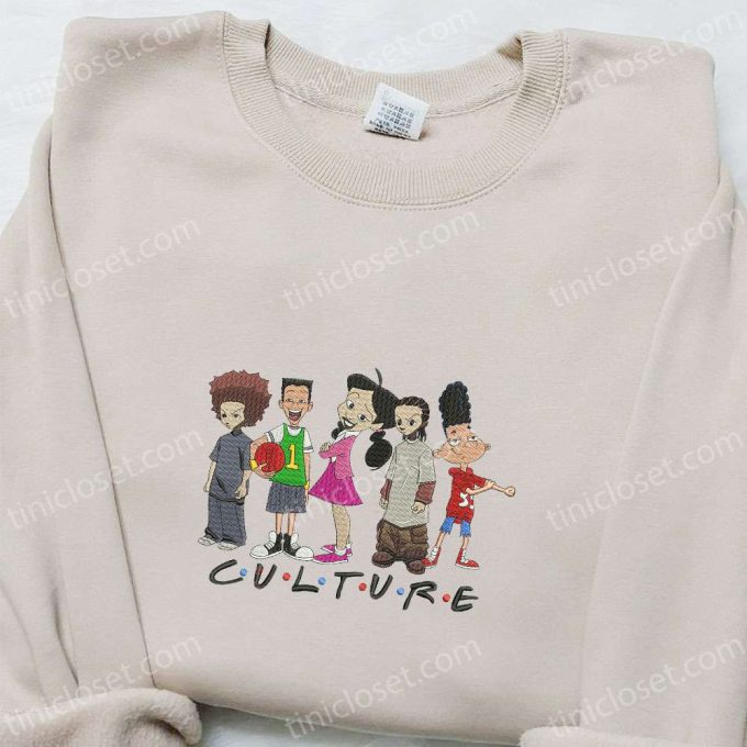 Cute Culture Friends Cartoon Shirt: Embroidered Design for Trendy Style