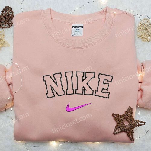 Custom Nike Swoosh Embroidered Sweatshirt – Nike Inspired Shirt Perfect Birthday Gift Ideas