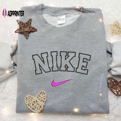 Custom Nike Swoosh Embroidered Sweatshirt – Nike Inspired Shirt Perfect Birthday Gift Ideas