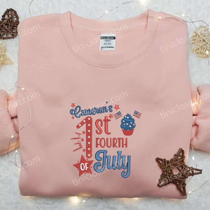 Personalized Baby Name 1st Fourth of July Embroidered Shirt: Perfect National Day Gift