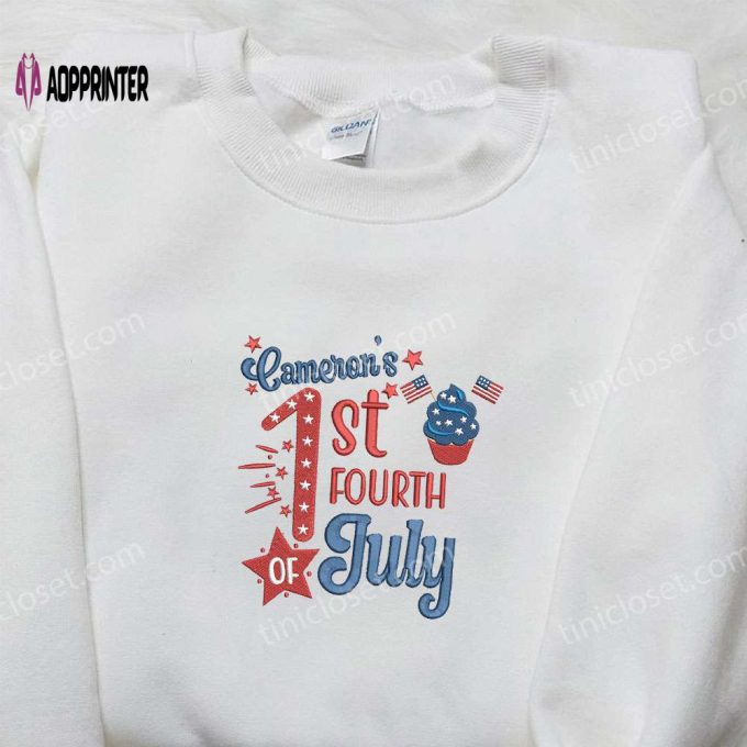 Personalized Baby Name 1st Fourth of July Embroidered Shirt: Perfect National Day Gift