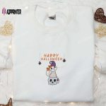 Cute Happy Halloween Cat & Skull Embroidered Shirt: Best Family Gifts