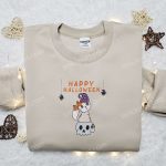 Cute Happy Halloween Cat & Skull Embroidered Shirt: Best Family Gifts