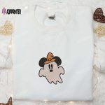 Cute Mickey Ghost Witch Hat Embroidered Shirt – Best Halloween Gift for Family