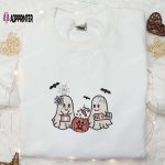 Cute Retro Ghosts Embroidered Shirt Halloween Gifts for Family