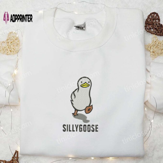 Cute Silly Goose Embroidered Shirt – Fun Animal & Funny Design