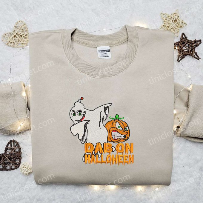 Dab on Halloween Ghost Funny Embroidered Shirt – Spooky Halloween Embroidery!